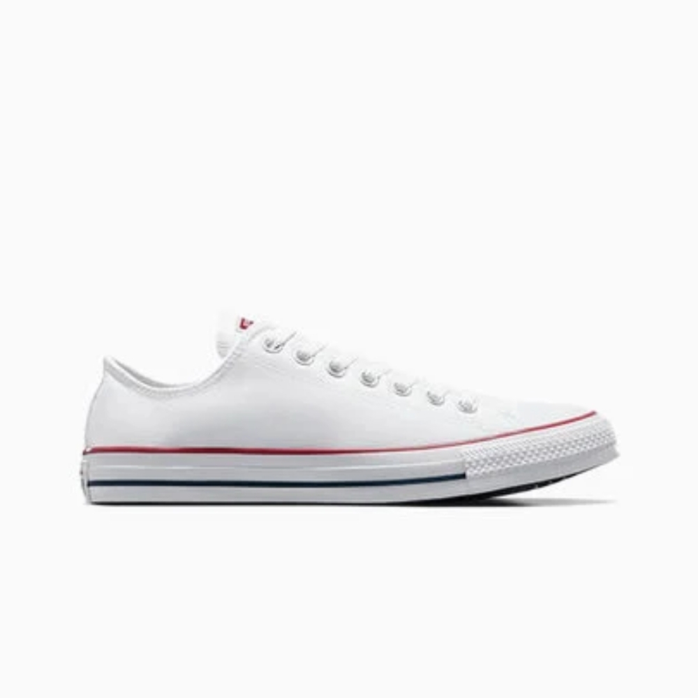 Converse White Canvas Sneakers with Red Trim